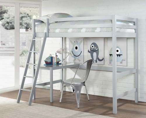 Caspian Twin Study Loft Bed With Chair - Gray