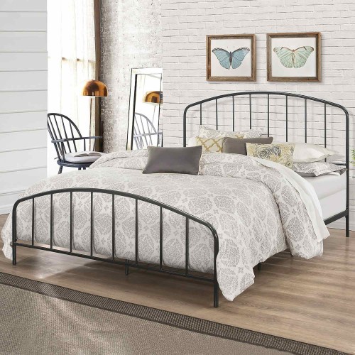 Tolland Metal Bed with Arched Spindle Design - Black