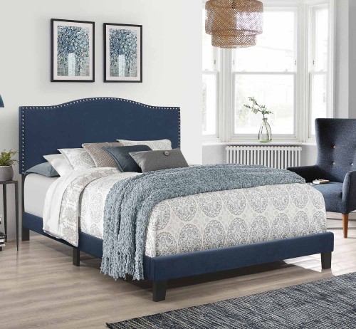 Kiley Upholstered Bed - Blue Velvet