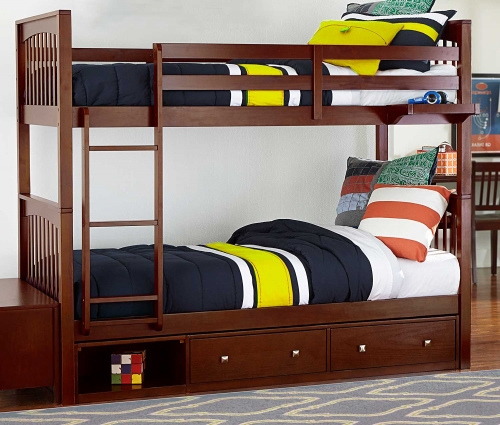 Pulse Twin Over Twin Bunk With Storage - Cherry