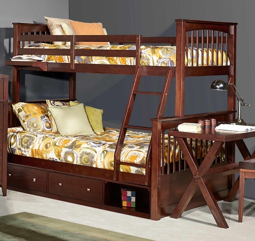 NE Kids Pulse Twin Over Full Bunk With Storage - Chocolate