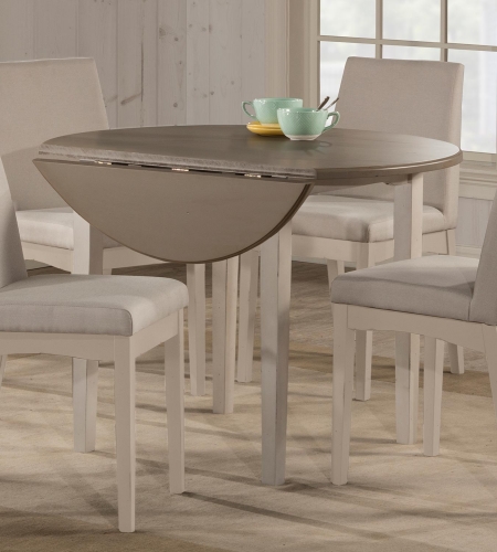 Hillsdale Clarion Round Drop Leaf Dining Table - Gray/White