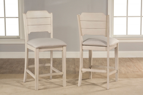 Hillsdale Clarion Non-Swivel Open Back Counter Height Stool - Sea White - Fog Fabric