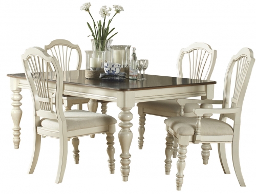 Pine Island 5 PC Dining Set with Wheat Back Chairs - Old White