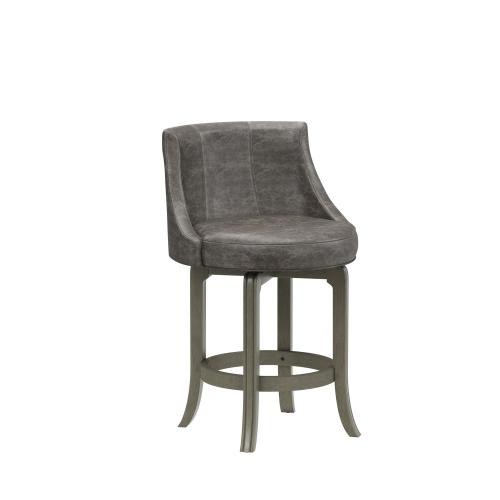 Napa Valley Wood Counter Height Swivel Stool - Aged Gray/Charcoal Faux Leather