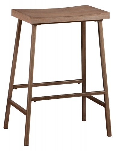 Kennon Backless Non-Swivel Counter Stool - Brown Metal/Distressed Brown Gray Finished Top