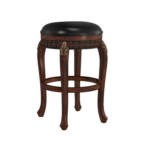 Fleur De Lis Wood Backless Bar Height Swivel Stool - Distressed Cherry/Copper