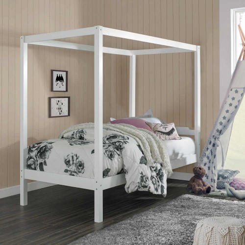 Sutton Wood Canopy Twin Bed - White