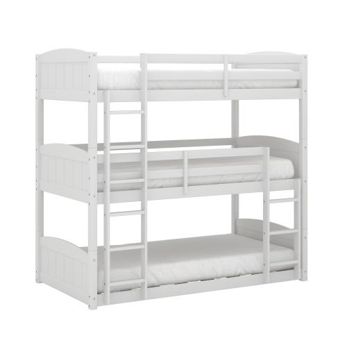Alexis Wood Arch Triple Twin Bunk Bed - White