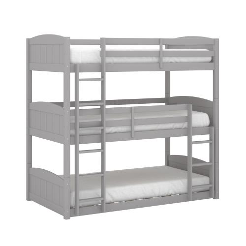 Hillsdale Alexis Wood Arch Triple Twin Bunk Bed - Gray