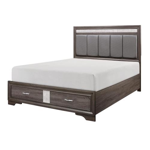 Luster Storage Platform Bed - Gray and Silver Glitter