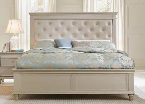 Celandine Upholstered Bed - Silver