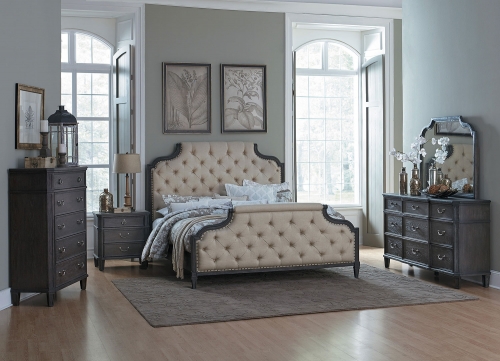 Lindley Button Tufted Upholstered Bedroom Set - Dusty Gray