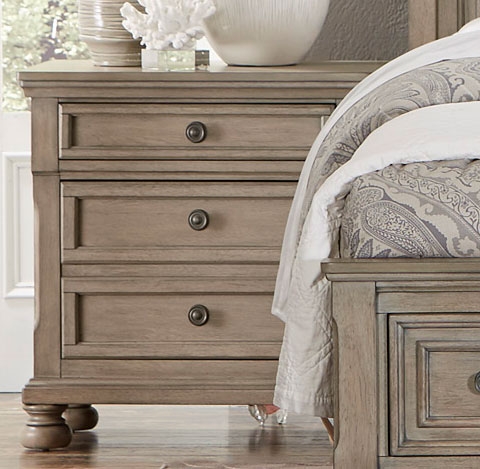 Bethel Night Stand - Wire-brushed Gray