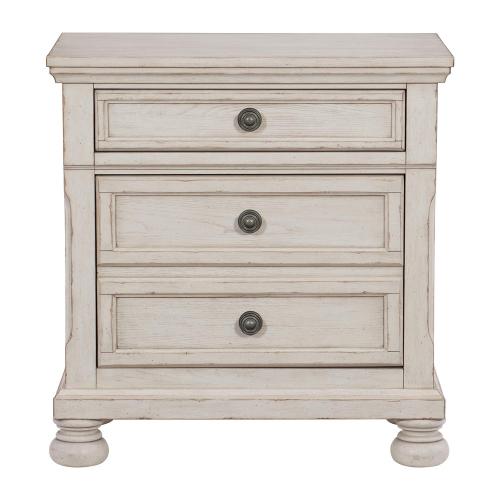 Bethel Night Stand - Wire-brushed White