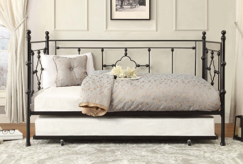 Auberon Metal Daybed with Trundle - Black