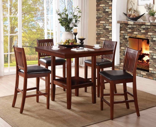 Galena 5-Piece Pack Counter Height Dining Set - Warm Cherry