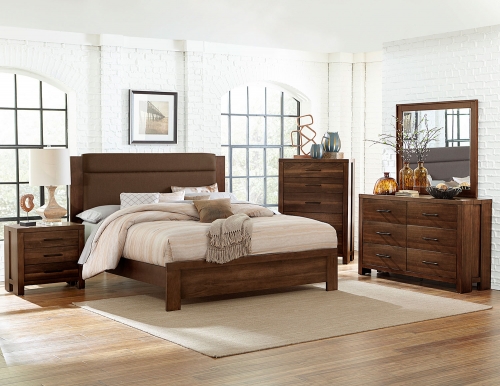 Sedley Upholstered Bedroom Set - Walnut