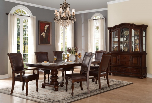 Lordsburg Double Pedestal Dining Set - Brown Cherry