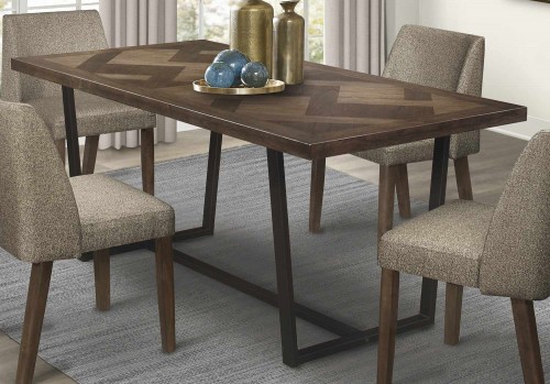 Leland Dining Table - Warm Brown and Black