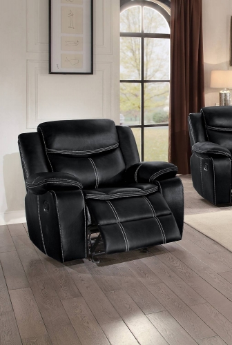 Bastrop Glider Reclining Chair - Black Leather Gel Match