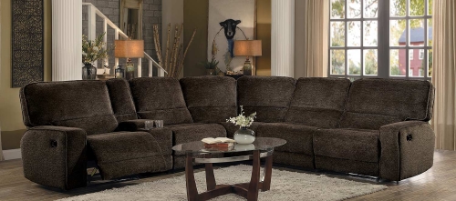 Shreveport Reclining Sectional Set - Brown Fabric