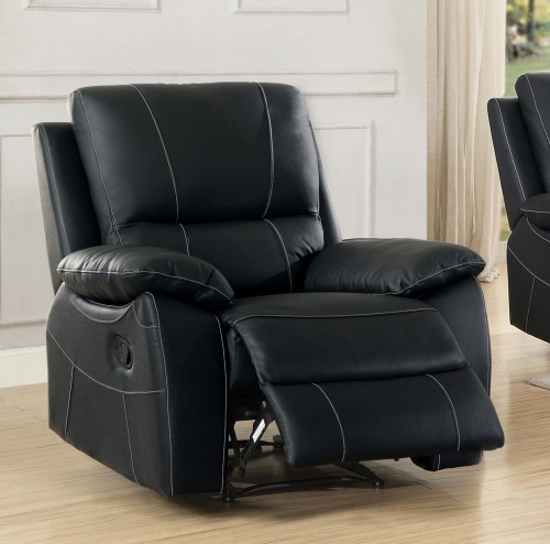 Greeley Reclining Chair - Top Grain Leather Match - Black