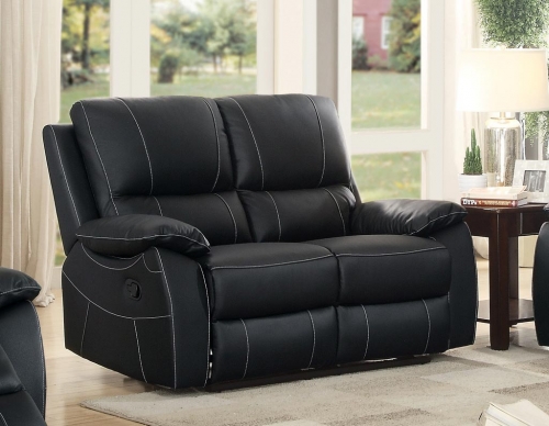 Homelegance Greeley Double Reclining Love Seat - Top Grain Leather Match - Black