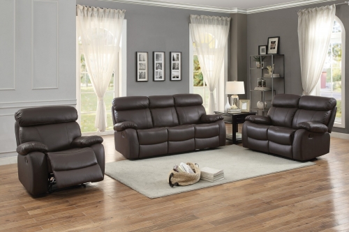 Pendu Reclining Sofa Set - Top Grain Leather Match - Brown