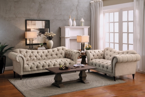 St. Claire Sofa Set - Polyester - Brown Tone