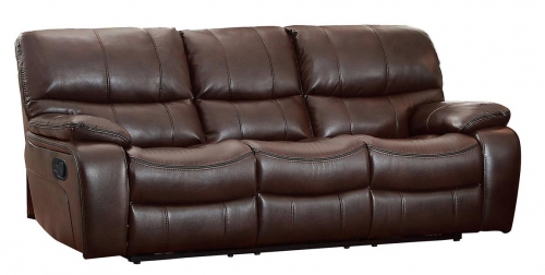 Pecos Double Reclining Sofa - Leather Gel Match - Dark Brown