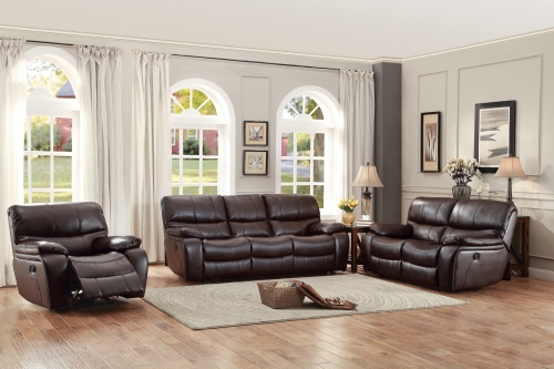 Pecos Power Reclining Sofa Set - Leather Gel Match - Dark Brown