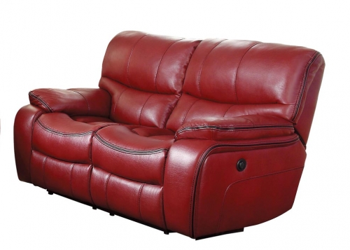 Homelegance Pecos Power Double Reclining Love Seat - Leather Gel Match - Red