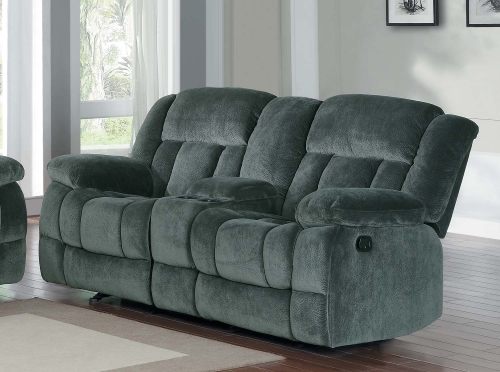 Laurelton Double Glider Reclining Love Seat with Center Console - Charcoal - Textured Plush Microfiber