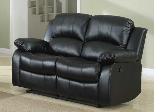 Homelegance Cranley Double Reclining Love Seat - Black Bonded Leather