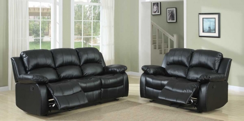 Homelegance Cranley Reclining Sofa Set - Black Bonded Leather