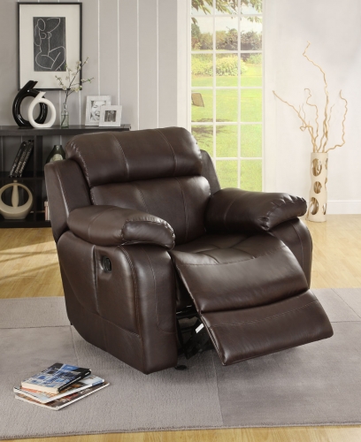 Marille Chair Glider Recliner - Dark Brown - Bonded Leather Match