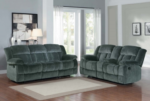 Laurelton Reclining Sofa Set - Charcoal - Textured Plush Microfiber