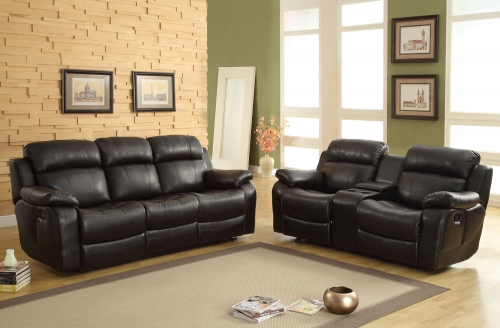 Marille Reclining Sofa Set - Black - Bonded Leather Match
