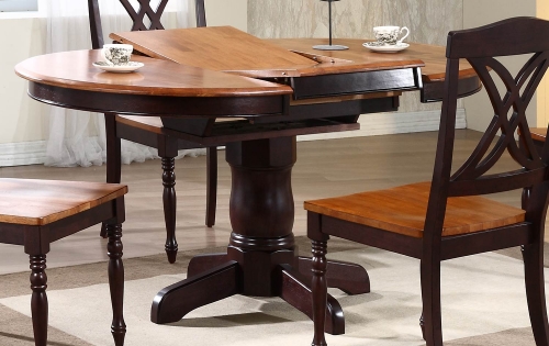 Iconic Furniture Round/Oval Pedestal Dining Table - Whiskey/Mocha