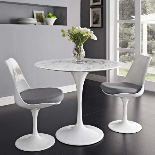 Lippa 36 Artificial Marble Dining Table - White