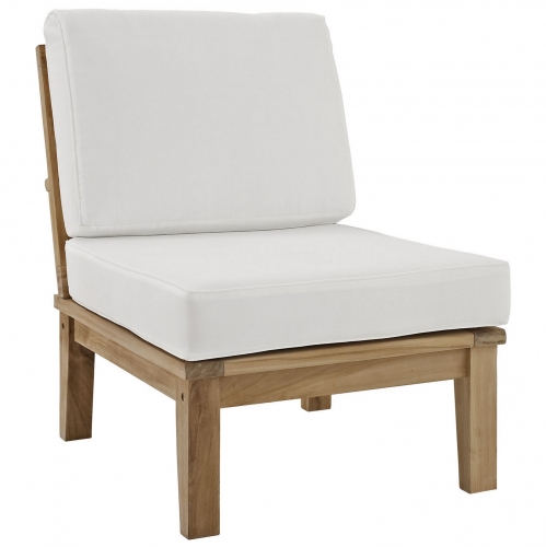 Marina Armless Outdoor Patio Teak Sofa - Natural White