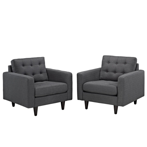 Empress Armchair Upholstered Set of 2 - Gray