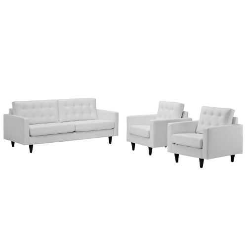Empress 3PC Sofa and Armchairs Set- White