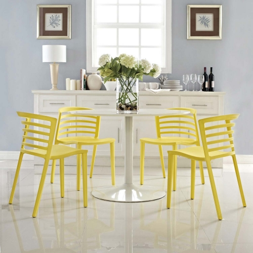 Curvy 4PC Dining Chairs Set - Yellow