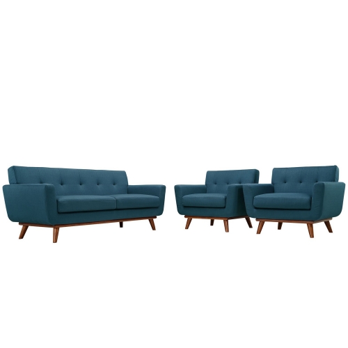 Engage Armchairs and Loveseat Set of 3 - Azure