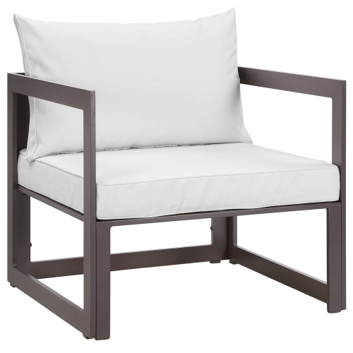 Fortuna Outdoor Patio Armchair - Brown/White