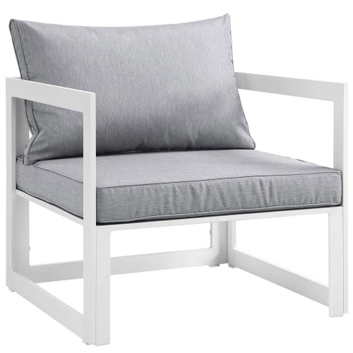 Fortuna Outdoor Patio Armchair - White/Gray