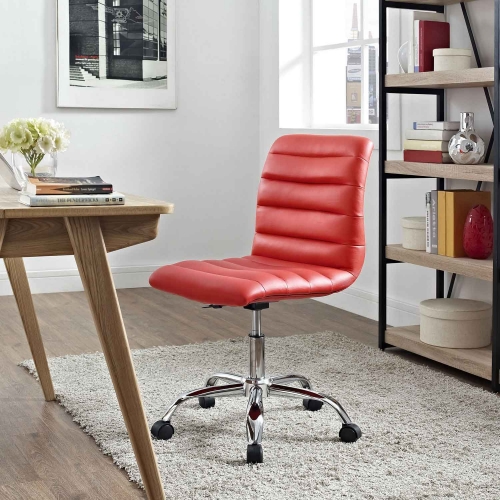 Ripple Armless Mid Back Office Chair - Red