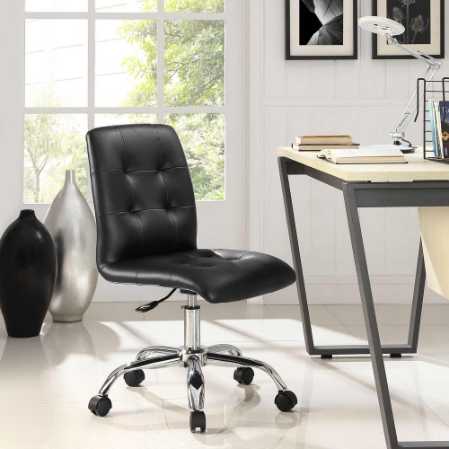 Prim Armless Mid Back Office Chair - Black